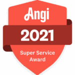 A logo for the Angi Super Service Award in 2021